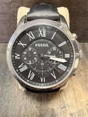 FOSSIL GRANT FS4812 Chronograph Black Dial Black Leather Strap Men’s Watch